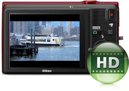 In-camera playback of an HD (720p) quality movie with stereo sound